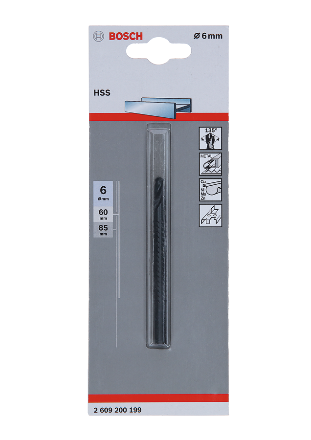 Bosch HSS routing drill bit 6mm for metal and steel.