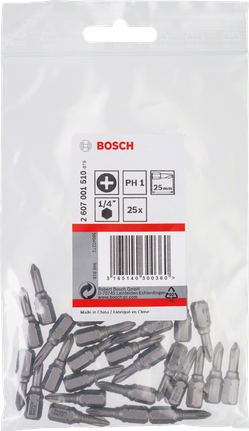 Bosch PH1 25mm screwdriver bits 25x.