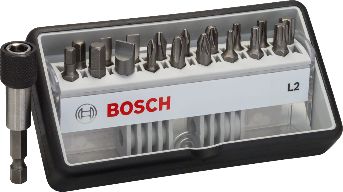 Bosch 18+1-piece Robust Line screwdriver bit set, Extra Hard.