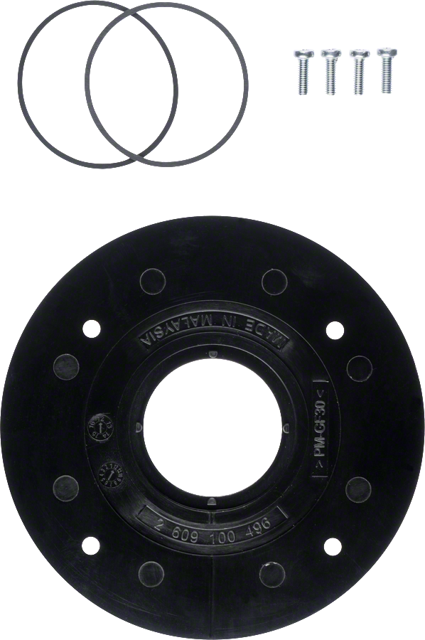 Bosch round base plate with mounting screws and rings.