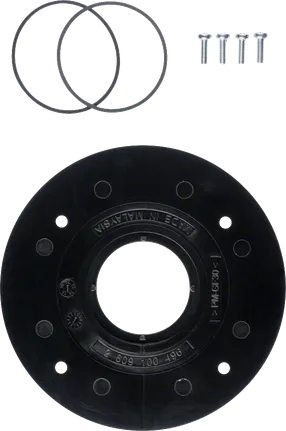 Bosch round base plate with mounting screws and rings.