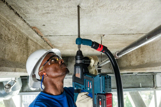Hammer drill chiseling.