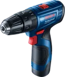 Bosch GSB 120-LI cordless drill set with accessories.