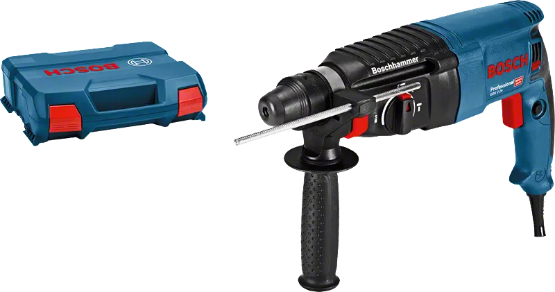 Bosch GBH 2-26 rotary hammer with side handle and case.
