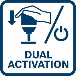 Dual-activation mode – simply push machine/tool forward against the surface or press the 'on' button/switch to begin