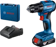 Bosch GSR 185-LI cordless drill with battery and case.