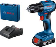 Bosch GSR 185-LI cordless drill with battery and case.