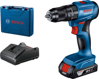 Bosch GSB 185-LI cordless drill with charger and case.