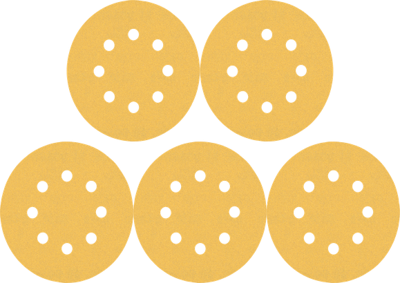 Bosch sanding disc set with multiple dust extraction holes.