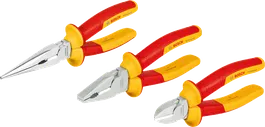 Bosch VDE Pliers Set 3pc, insulated handles for safety.