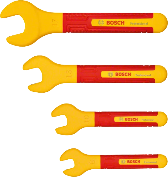 Bosch VDE spanner set 4pc, open-end insulated wrenches.