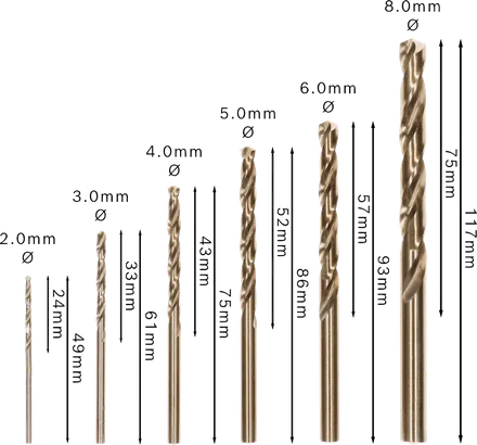 Bosch PRO HSS-Co twist drill bit set, 6 sizes.