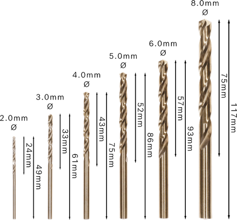 Bosch PRO HSS-Co twist drill bit set, 6 sizes.