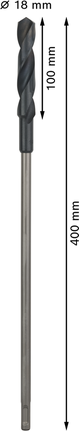 Bosch PRO Wood HSS Installation Drill Bit 18x400 mm, SDS plus.