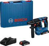 Bosch GBH 18V-18 rotary hammer drill with case and battery.
