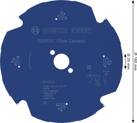 Bosch EXPERT Fibre Cement Circular Saw Blade, 160 mm.