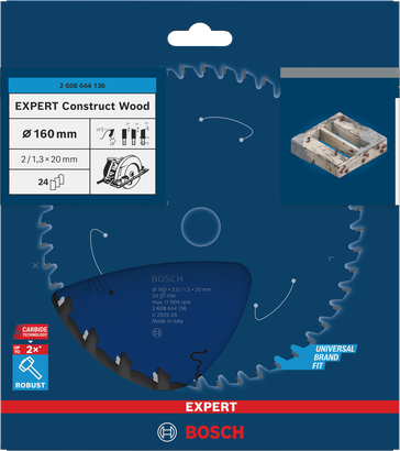 Bosch EXPERT Construct Wood circular saw blade 160×2/1.3×20 mm T24.
