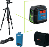 Bosch GLL 2-15 G laser leveling tool with tripod and case.