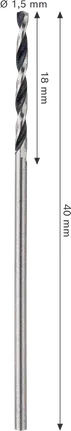 Bosch HSS Twist Drill Bit PointTeQ 1.5mm for metal.