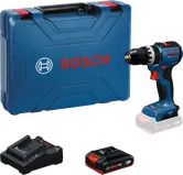 Bosch GSB 18V-52 cordless drill set with case and battery.