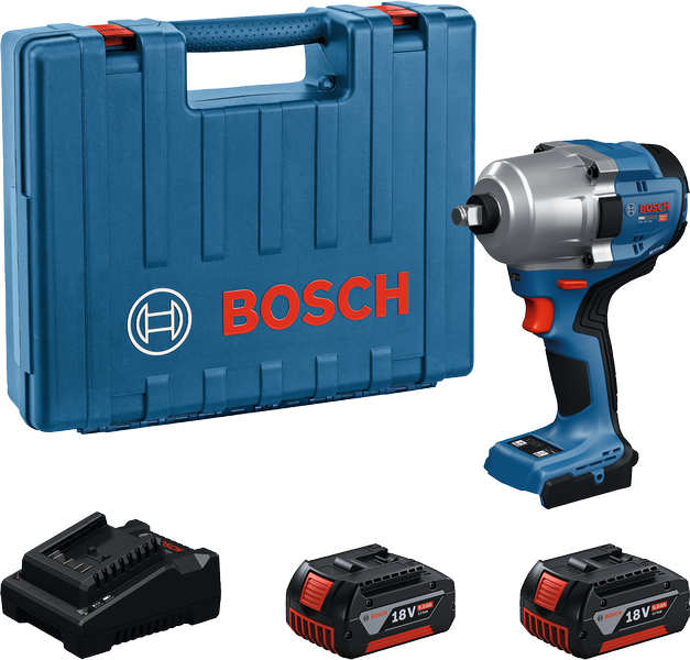 Bosch GDS 18V-780 cordless impact wrench set.