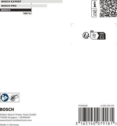 Bosch sanding pad medium 115 mm with 8 holes.
