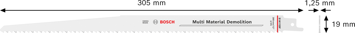 Bosch S 1411 DF reciprocating saw blade for multi material demolition.